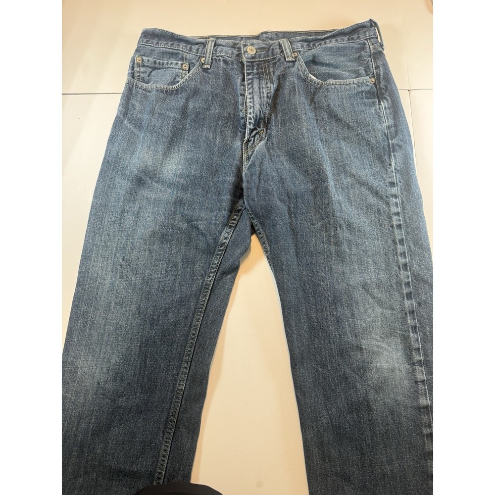 Levi's 505 Mens 36x32 Blue Regular Fit Straight Leg Dark Wash Cotton Denim Solid